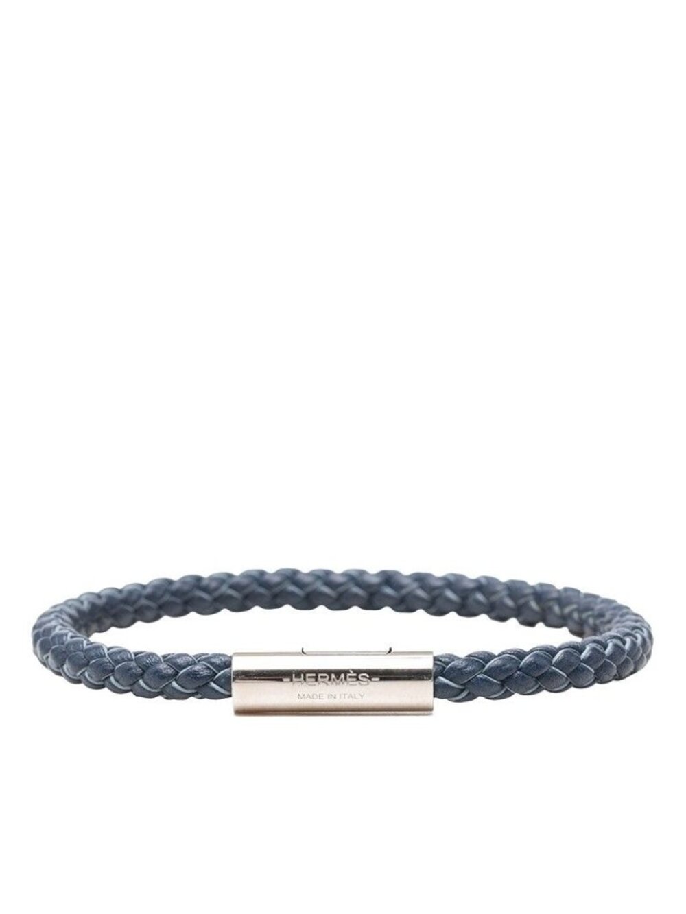 Hermes Goliath Bracelet Silver Navy Leather Metal